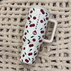HydroJug  Tumbler with Cherry Design - White and Red